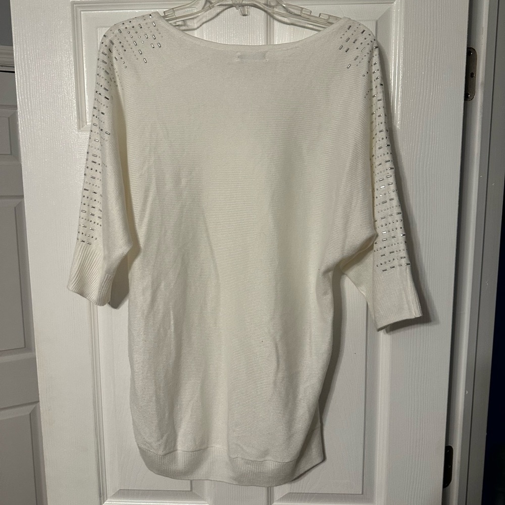 New York and Company 7th Avenue Design Studio Silver Accent Sweater - Picture 9 of 15